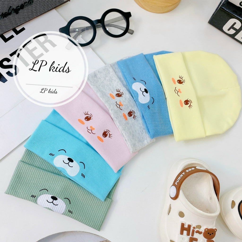 Mũ sơ sinh cotton 1 LỚP cực đẹp họa tiết đáng yêu cho bé M11