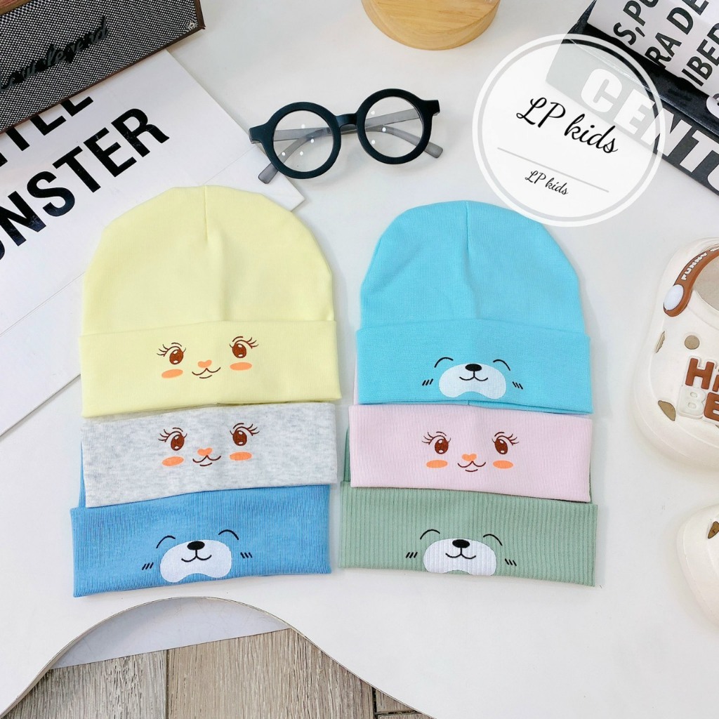 Mũ sơ sinh cotton 1 LỚP cực đẹp họa tiết đáng yêu cho bé M11