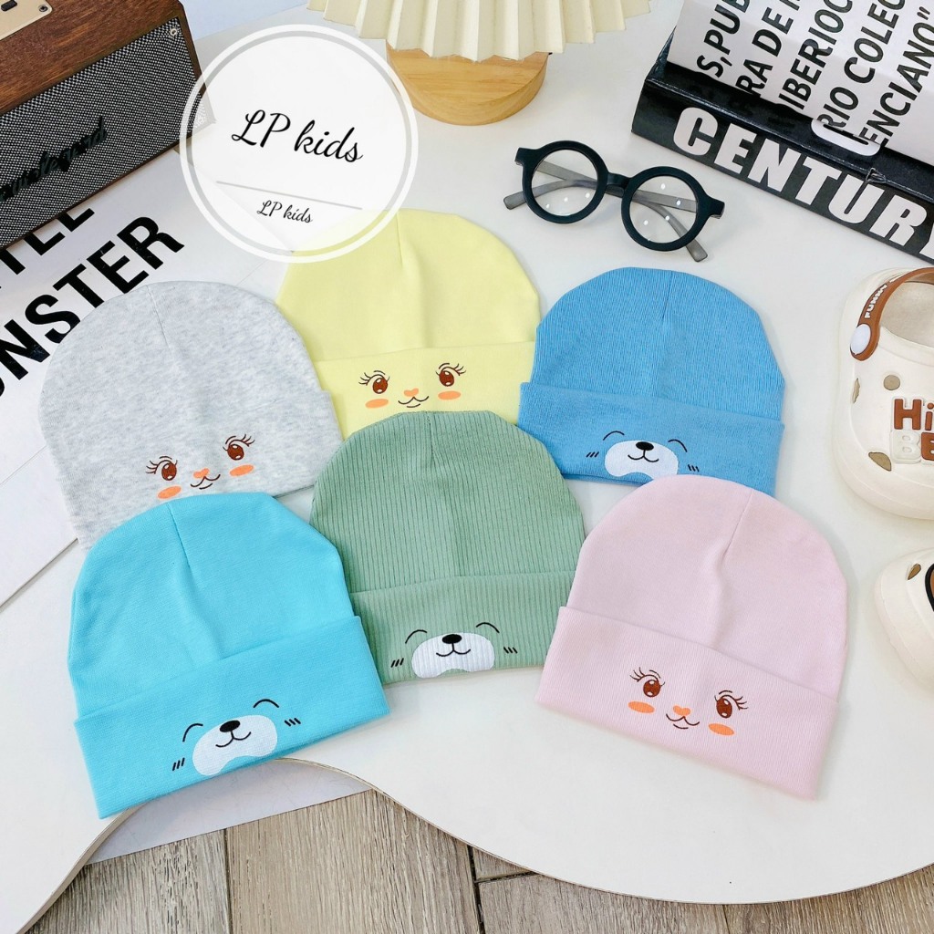 Mũ sơ sinh cotton 1 LỚP cực đẹp họa tiết đáng yêu cho bé M11