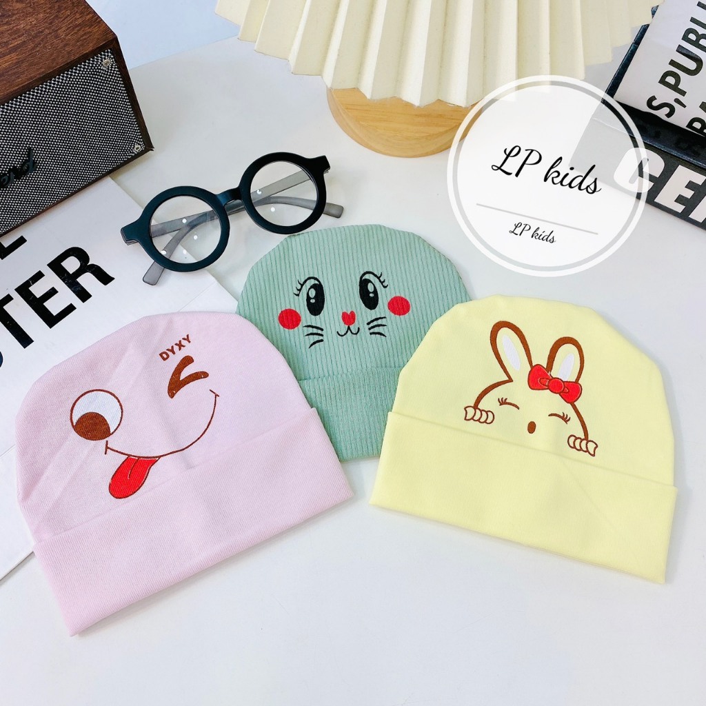Mũ sơ sinh cotton 1 LỚP cực đẹp họa tiết đáng yêu cho bé M11