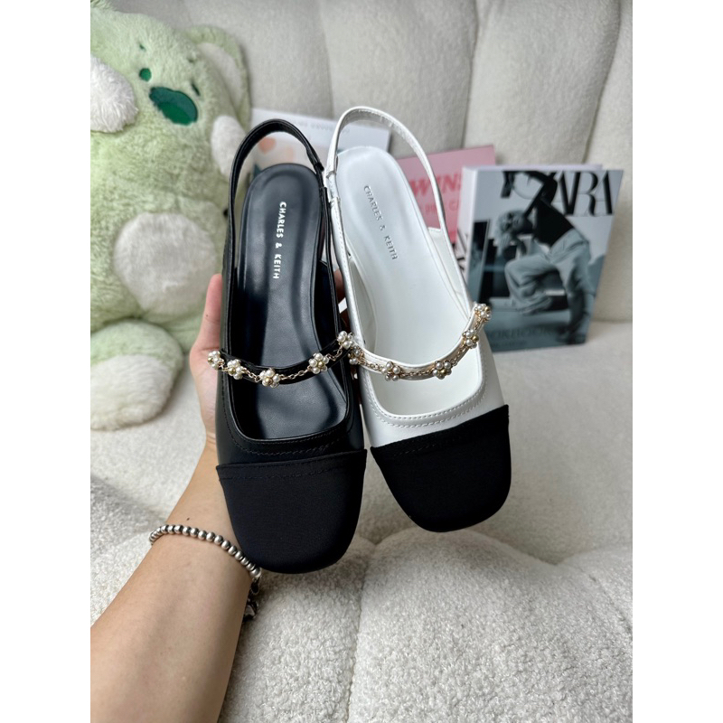 Giày sandal búp bê Cnk đế bệt 1.5cm phối dải hoa kim loại lên chân siêu xinh phong cách dịu dàng hàng fullbox G07