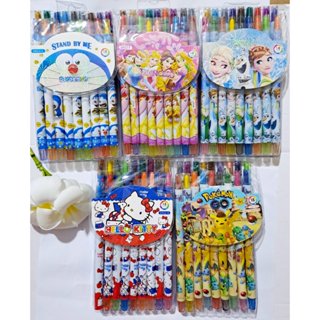 Vỉ 12-18-24 cây bút sáp màu vặn loại lớn thân hình hoạ tiết đáng yêu cho bé (Loại dài lớn 16CM) LOẠI TỐT