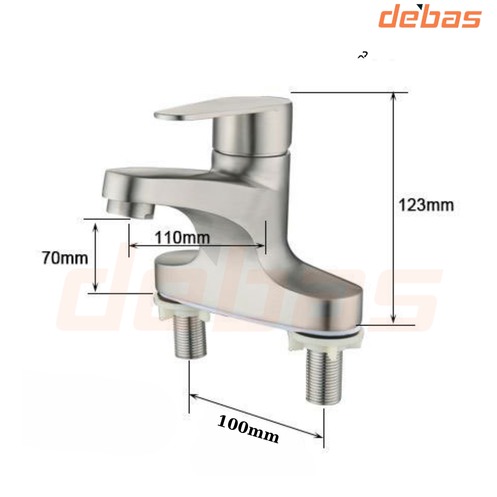 Vòi rửa mặt lavabo inox 304 nóng lạnh đúc nguyên khối Debas V5251