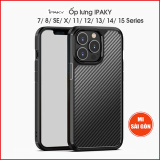 [Hỏa Tốc HCM] Ốp lưng IPAKY iPhone 15/ 14/ 13/ 12/ 11 Series/ XR/ X/ XS/ XS Max/ 7/ 8/ SE 2/ SE 3/ 7 Plus/ 8 Plus-CARBON