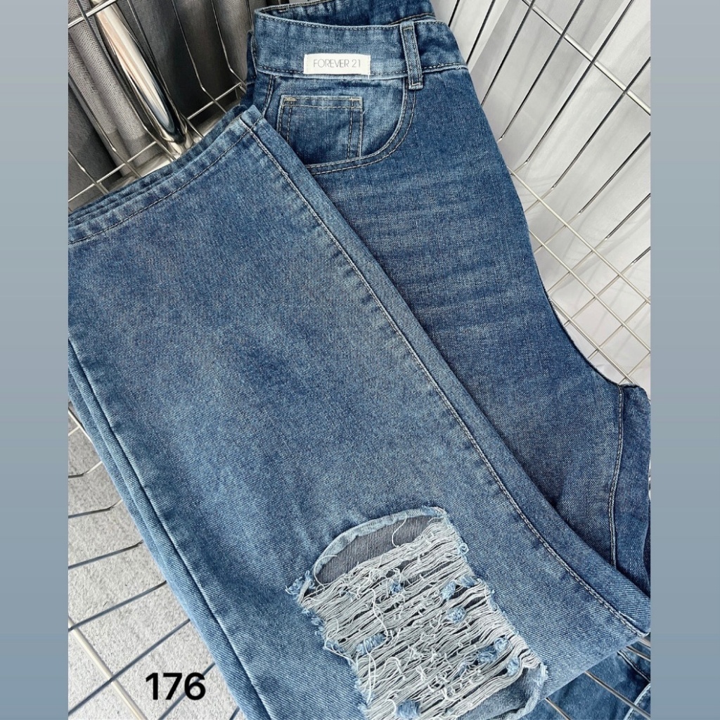Quần suông jean rách gối bigsize QJ028 dành cho nàng béo mập từ 55-90kg