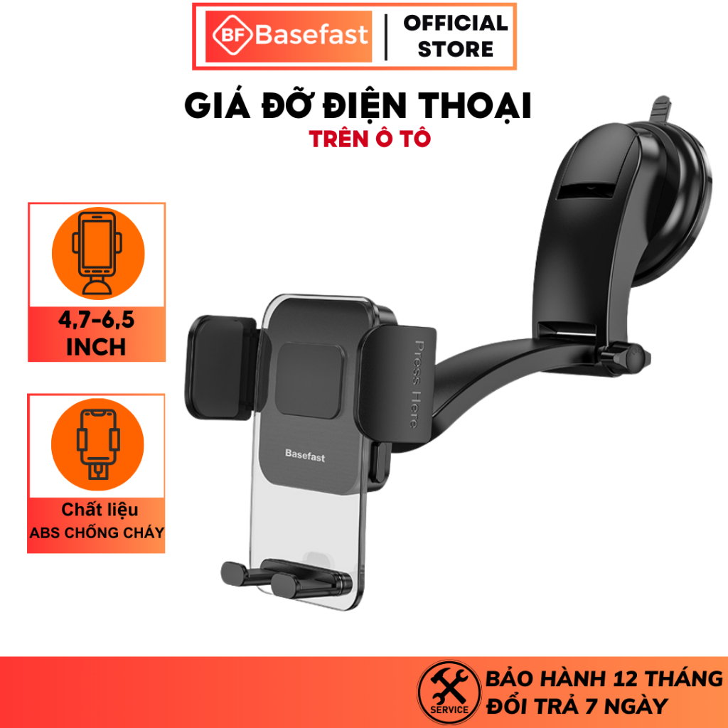 Giá Đỡ Điện Thoại Cao Cấp Trên Xe Hơi 360 độ Chính Hãng Basefast GK09 - Kẹp Đa Chức Năng Gắn TAPLO, Kính Chắn Gió Ôtô