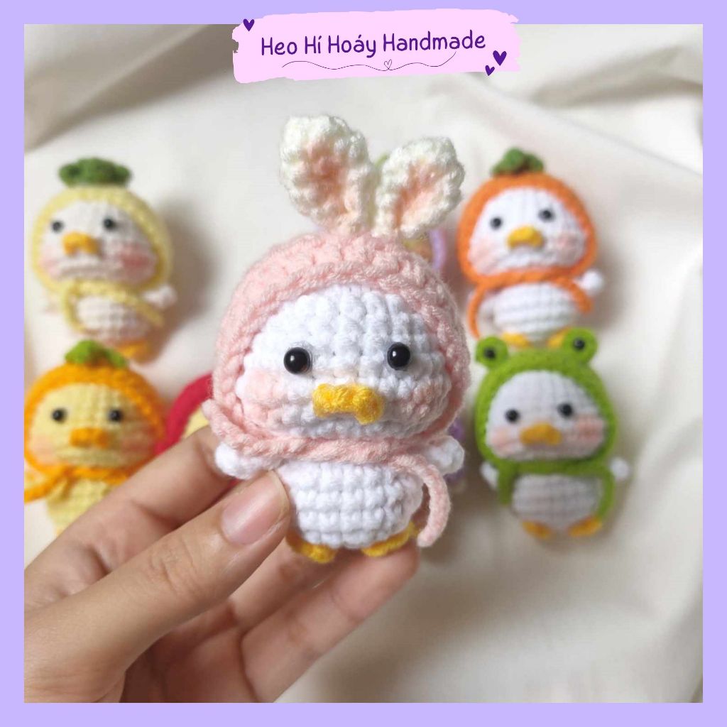 Móc khóa vịt len đội mũ các loại Heo Hí Hoáy