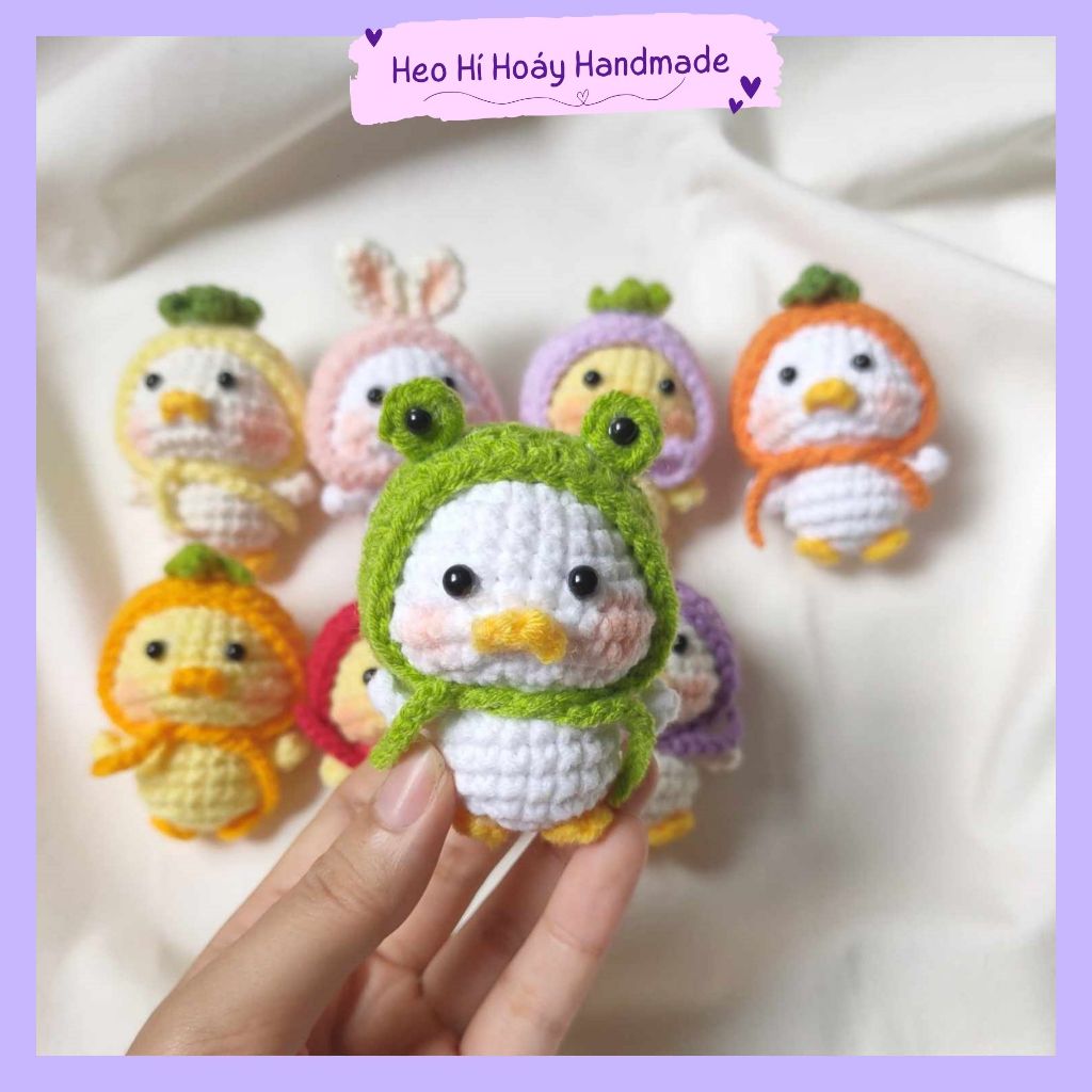Móc khóa vịt len đội mũ các loại Heo Hí Hoáy