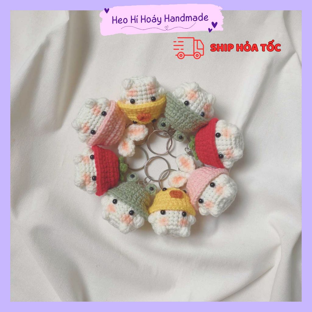 Móc khóa nấm bằng len Heo Hí Hoáy dễ thương