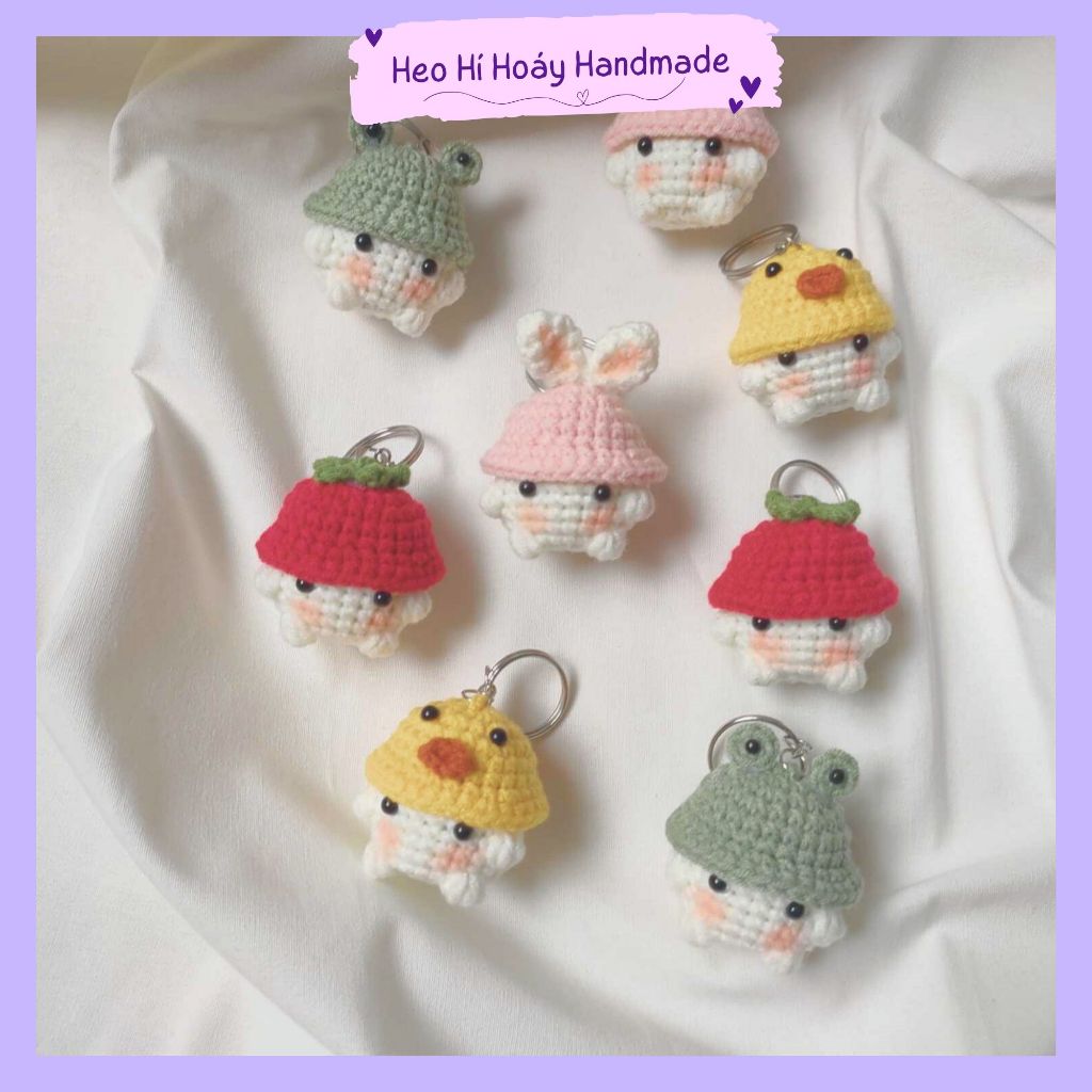 Móc khóa nấm bằng len Heo Hí Hoáy dễ thương