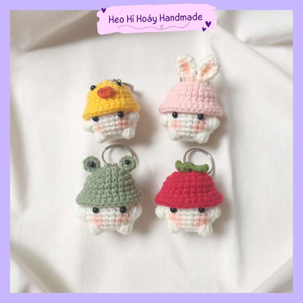 Móc khóa nấm bằng len Heo Hí Hoáy dễ thương