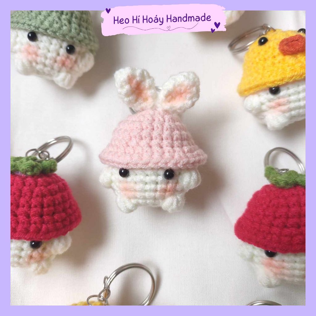 Móc khóa nấm bằng len Heo Hí Hoáy dễ thương