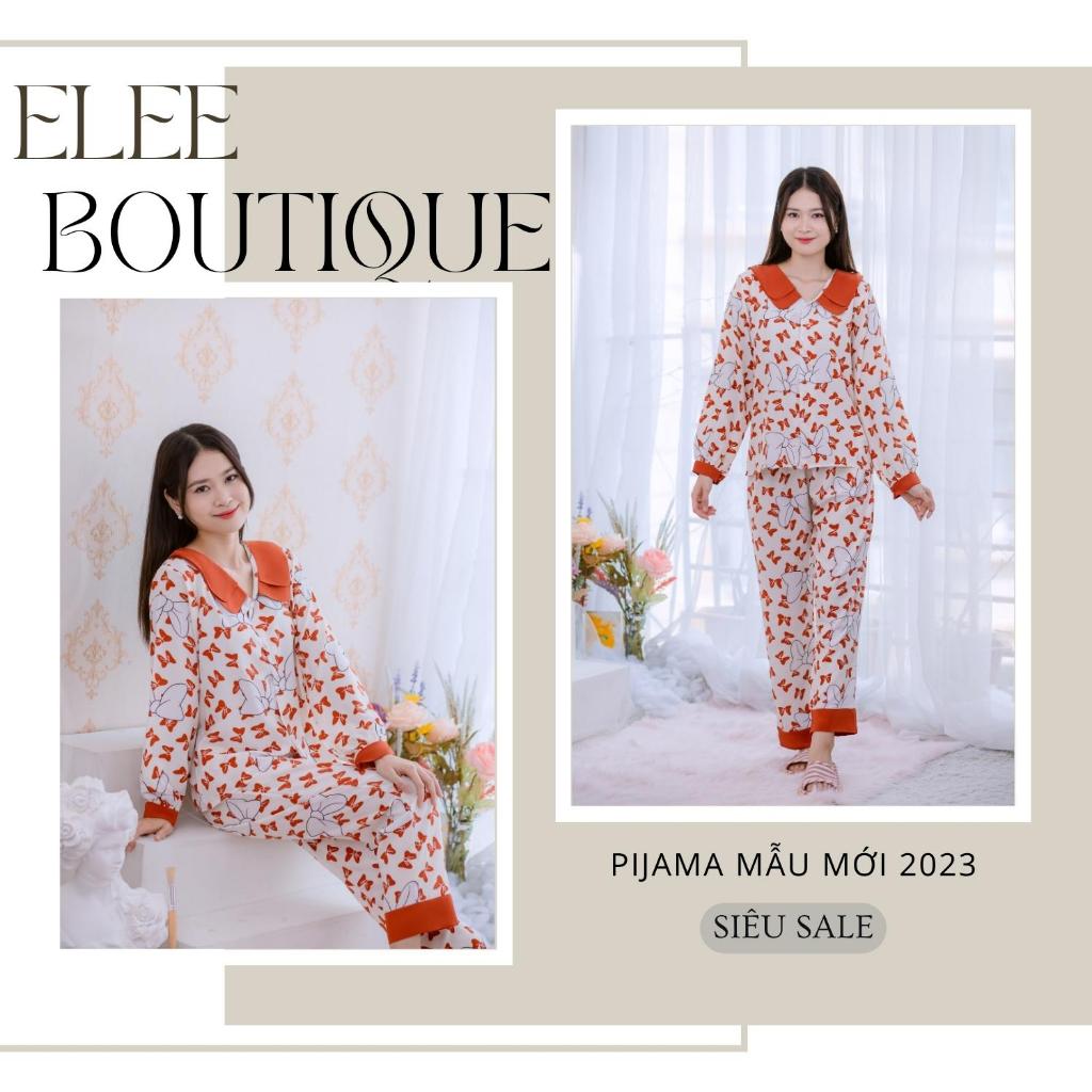 Đồ bộ Pijama nữ lụa mềm cao cấp, bộ ngủ đẹp tay ngắn siêu cute họa tiết nơ cam