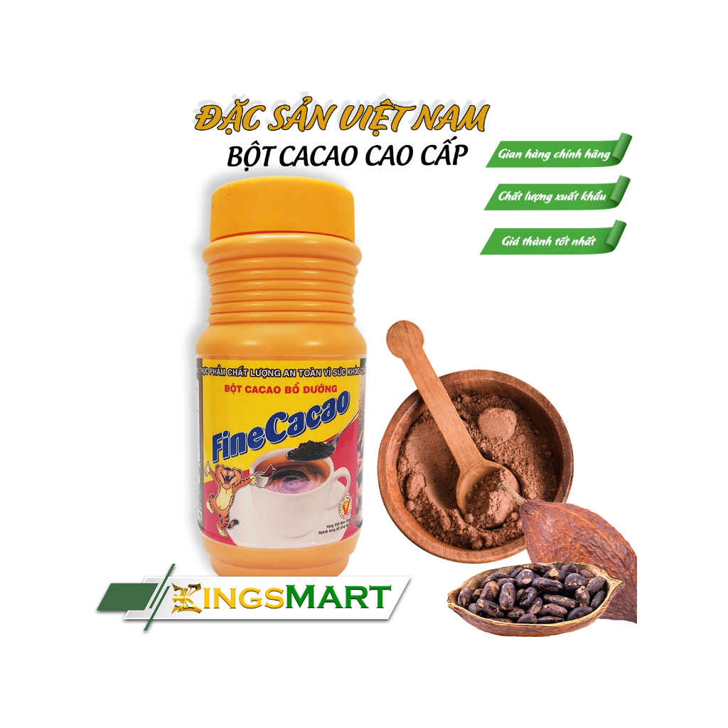 Bột cacao Fine 400g - Thương hiệu TIẾN PHÁT - Đặc sản Quy Nhơn - Hũ 400g - Kingsmart