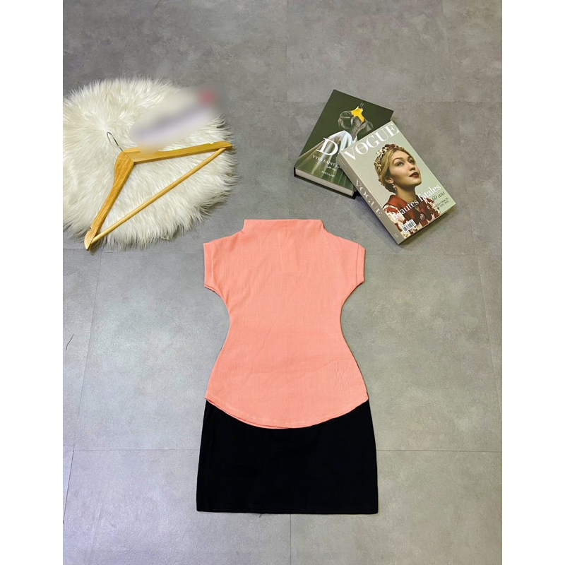 SÉT ÁO THUN CỔ CAO CHÂN VẤY ÔM BODY HÌNH THẬT CHUẨN SHOP THỜI TRANG NỮ LCT STORE