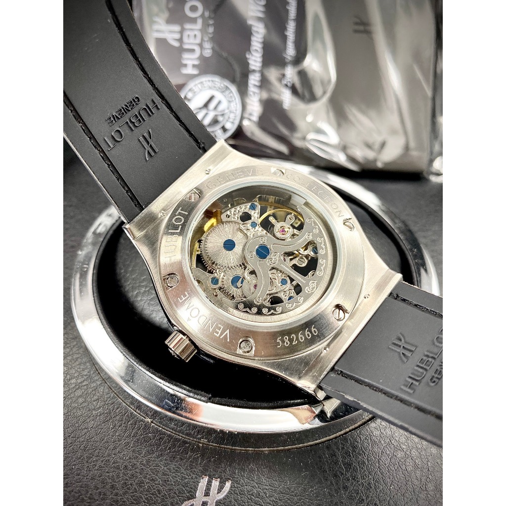 Đồng Hồ Nam HuBIot Sapphire HA84 Lộ cơ Case 42mm Viền đá ống Baguette Máy cơ Automatic Nhật