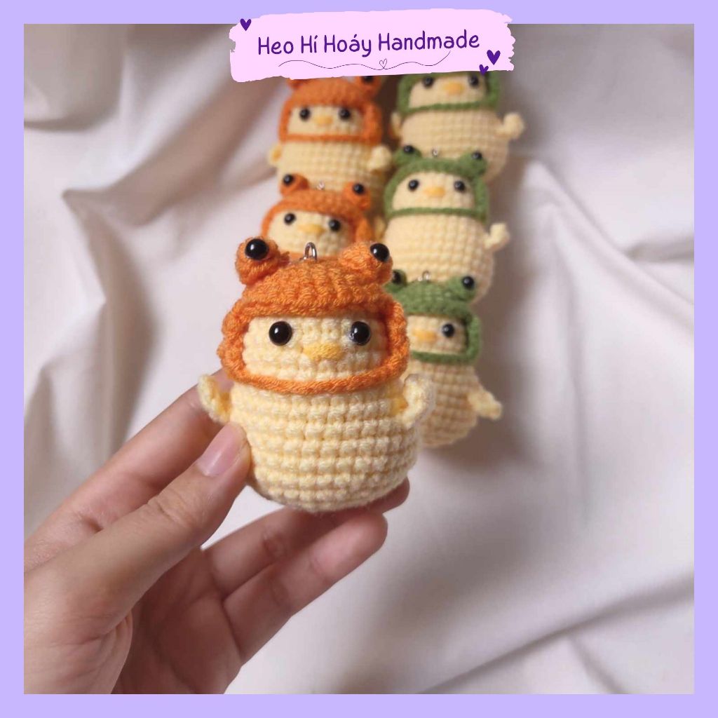 Móc khóa vịt ú đội mũ ếch Heo Hí Hoáy dễ thương
