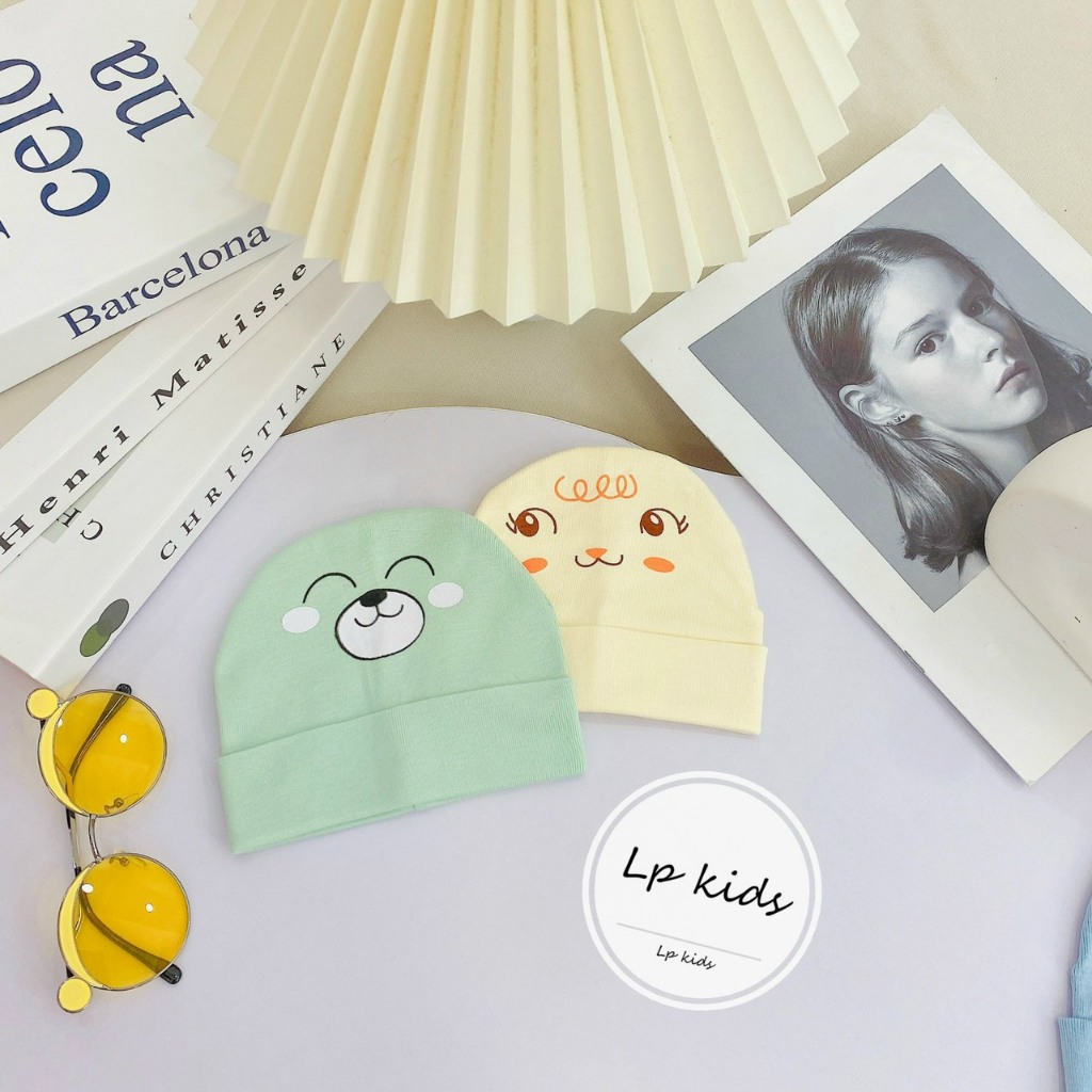 Mũ sơ sinh cotton 2 LỚP cực đẹp họa tiết đáng yêu cho bé M01
