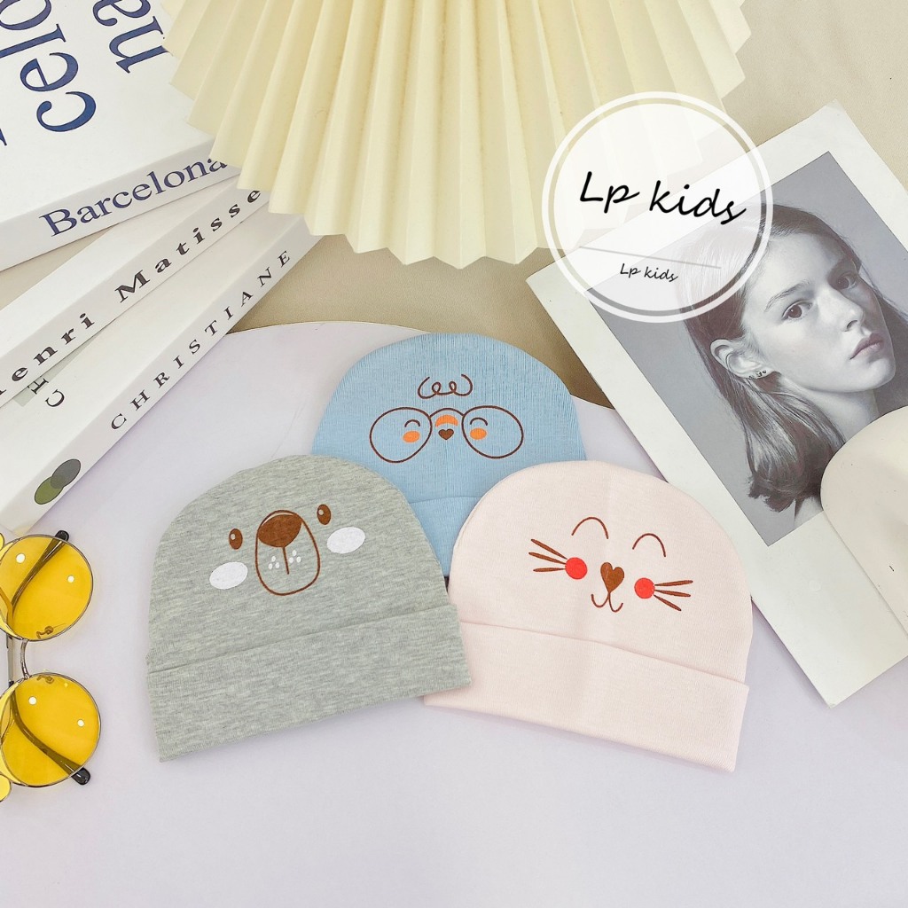 Mũ sơ sinh cotton 2 LỚP cực đẹp họa tiết đáng yêu cho bé M01