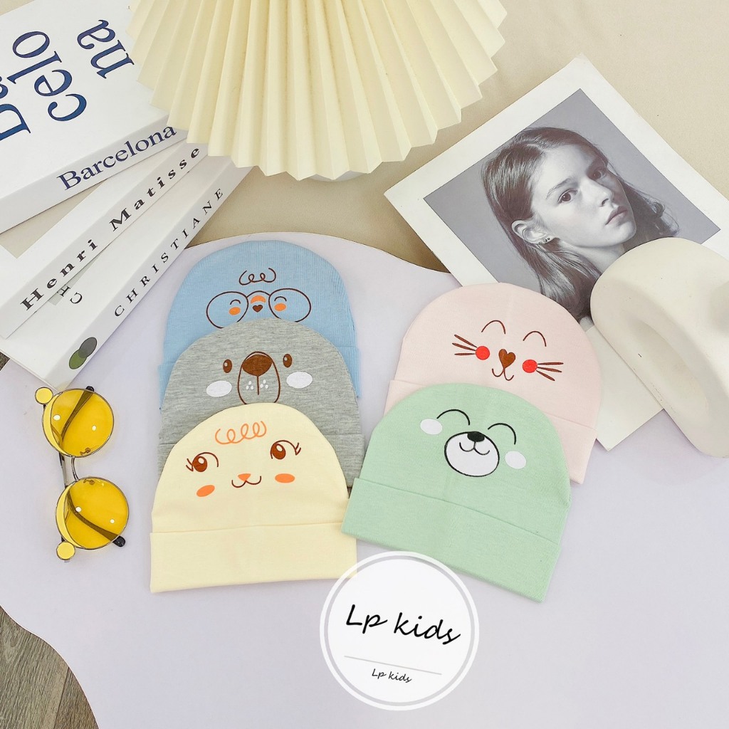 Mũ sơ sinh cotton 2 LỚP cực đẹp họa tiết đáng yêu cho bé M01