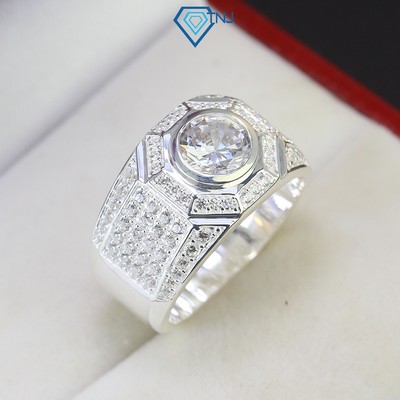 Nhẫn nam bạc 925 mặt bát giác sang trọng, trang sức bạc đính đá cao cấp NNA0498 - Trang Sức TNJ