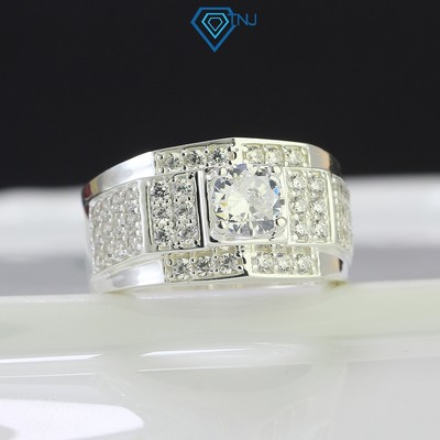 Nhẫn bạc nam đeo ngón giữa đính đá sang trọng, trang sức bạc 925 cao cấp NNA0505 - Trang Sức TNJ