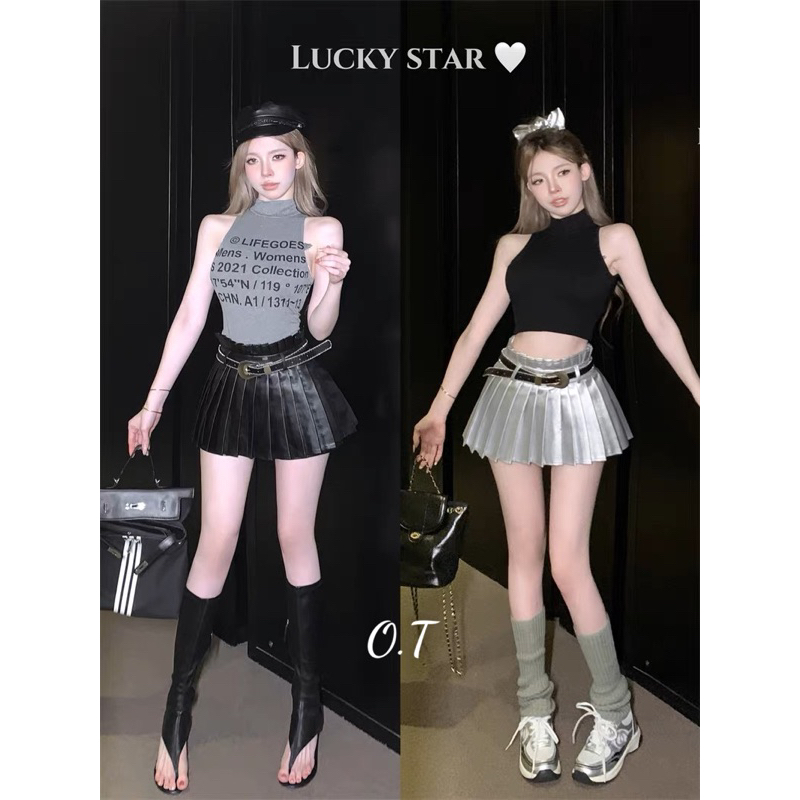 Chân váy da ngắn hotgirl xếp ly hàng QC loại 1