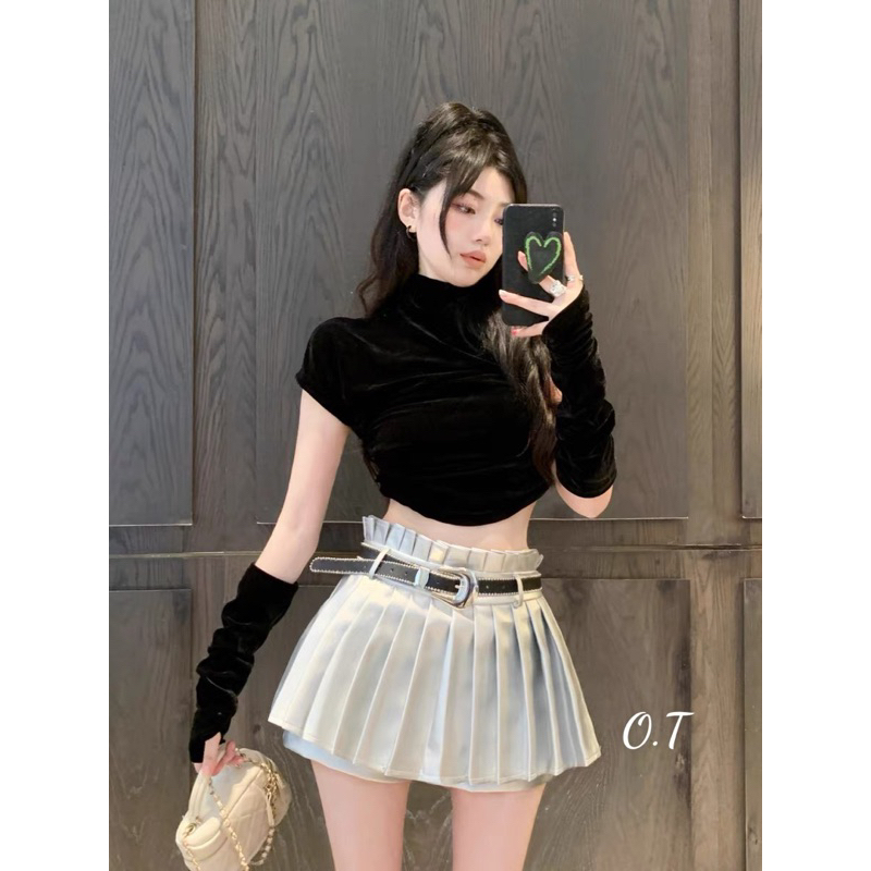 Chân váy da ngắn hotgirl xếp ly hàng QC loại 1