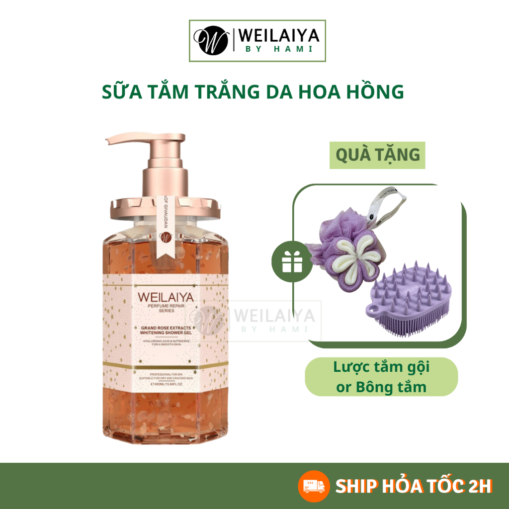 Sữa Tắm Trắng Da Cánh Hoa Hồng Damask Weilaiya Chính Hãng Hương Nước Hoa Sang Trọng Quyến Rũ Mềm Da STHH