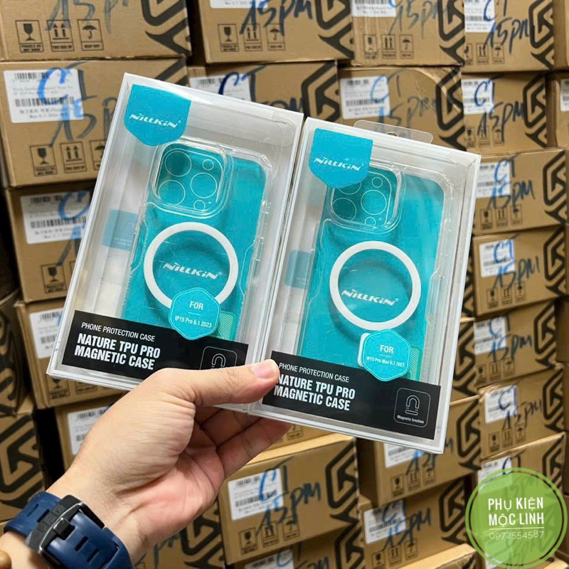 Chính hãng Nillkin - Iphone 15 Pro | Pro Max Ốp lưng trong suốt chính hãng hỗ trợ sạc không dây chống sốc ố silicon dẻo
