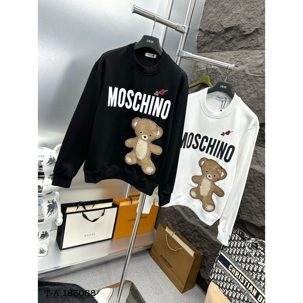 Áo nỉ dài tay Moschino thêu hình gấu siêu đẹp_Áo nỉ gấu Moschino hot hit
