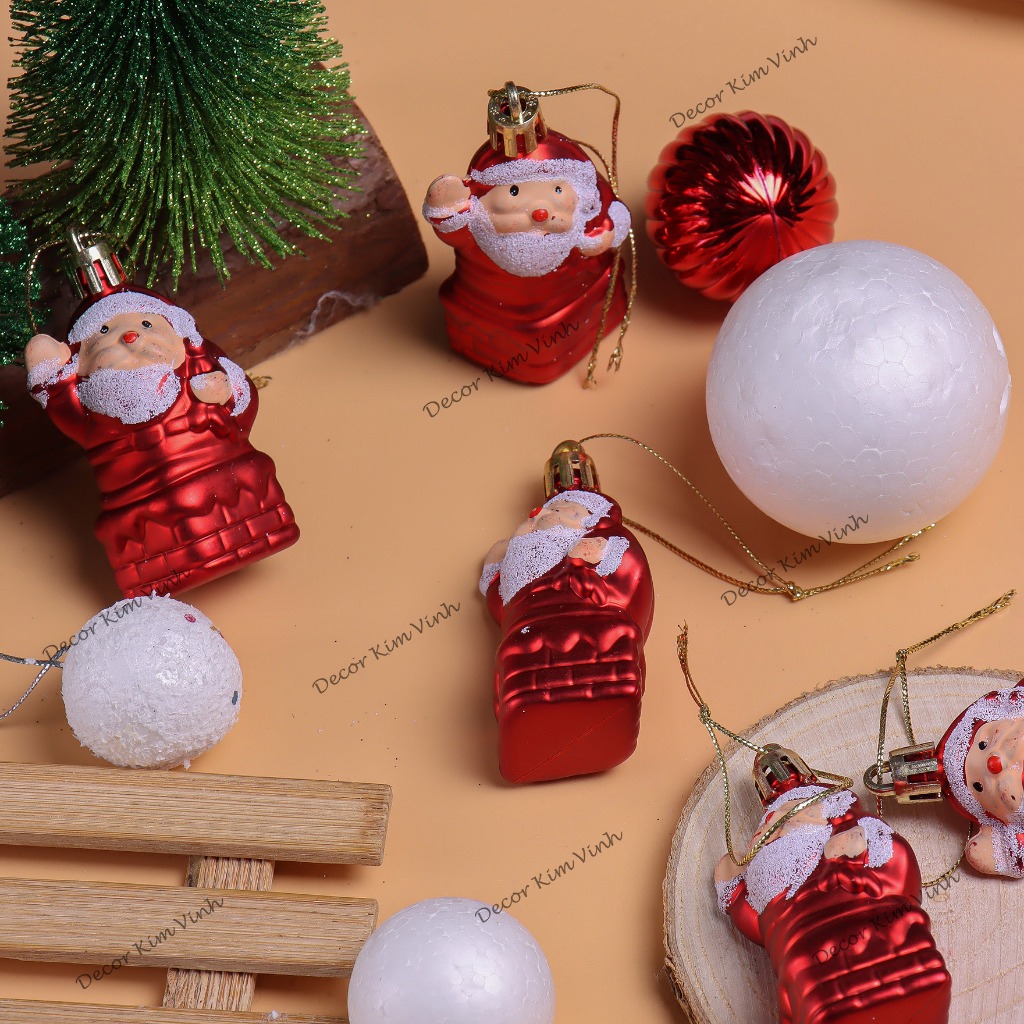 Ông Già Noel Ổng Khói E55 Phụ Kiện Decor Trang Trí Cây Thông Noel Giáng Sinh