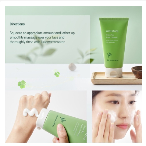 Sữa Rửa Mặt Innisfree Chiết Xuất Trà Xanh Làm Sạch Da 150ML