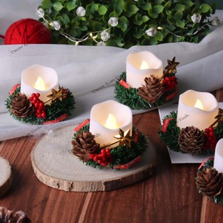  Nến Điện Tử Giáng Sinh Nến Hoa Thông Dùng Pin Trang Trí Noel 