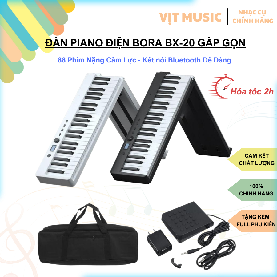 [HÀNG MỚI VỀ] Đàn Piano điện BORA BX-20 Gấp Gọn-88 Phím Cảm Lực Tốt-Kết Nối Bluetooth-Piano Travel