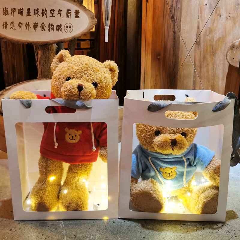Set quà tặng hoa và gấu bông sinh nhật, kèm đèn led tặng người yêu, bạn thân, quà sinh nhật