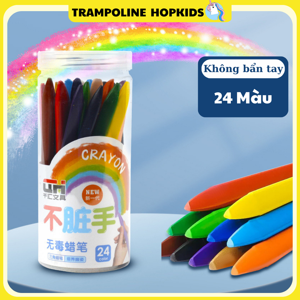 Bút Màu Hữu Cơ Cho Bé Hộp Nhựa, Bút Sáp Màu Tự Nhiên An Toàn 12/24/48 Màu, Không Bẩn Tay Và Quần Áo