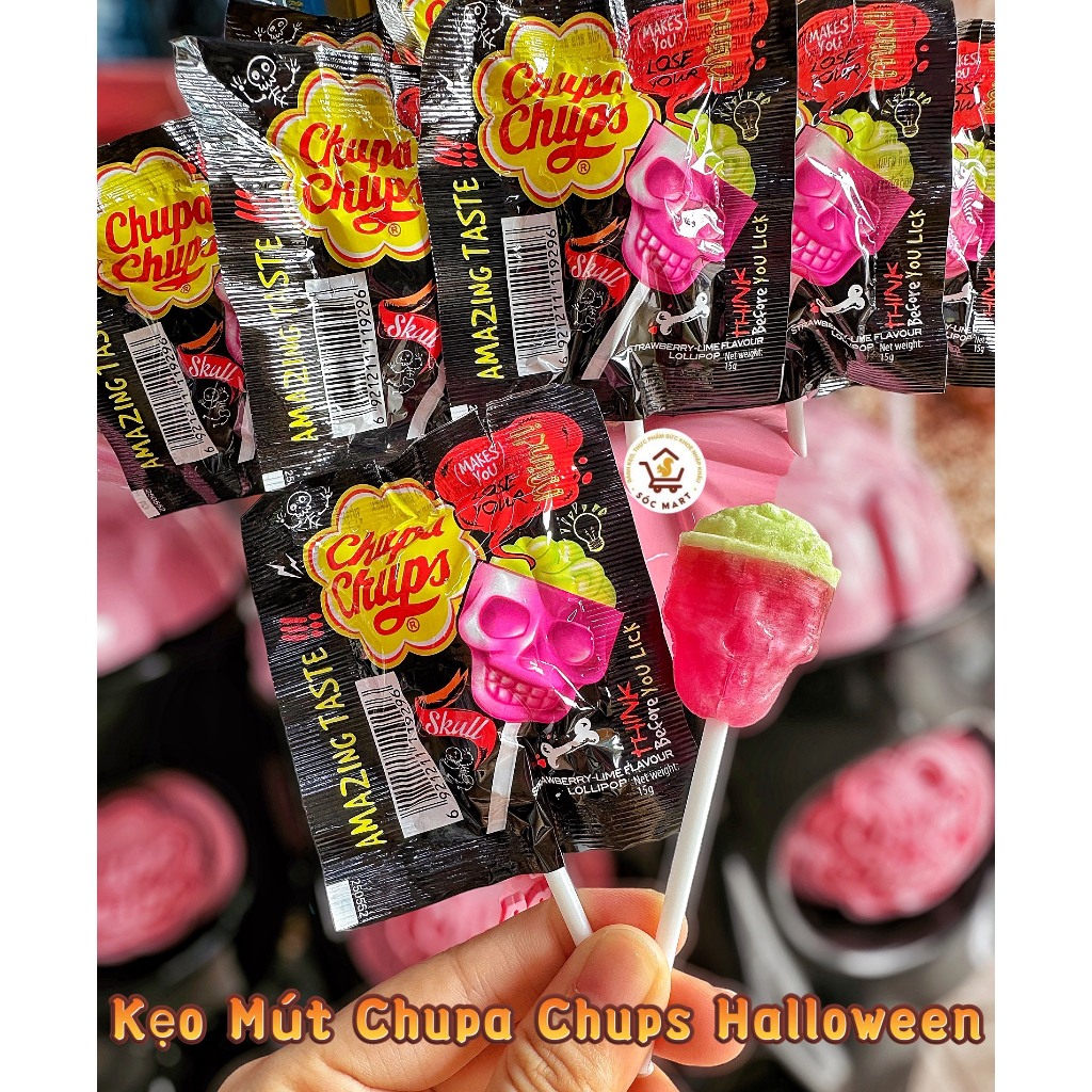 Lẻ - Kẹo Mút Chupa Chups Halloween Đầu Lâu Vị Dâu - Chanh ⚡ Siêu Hot ⚡ Siêu Hấp Dẫn