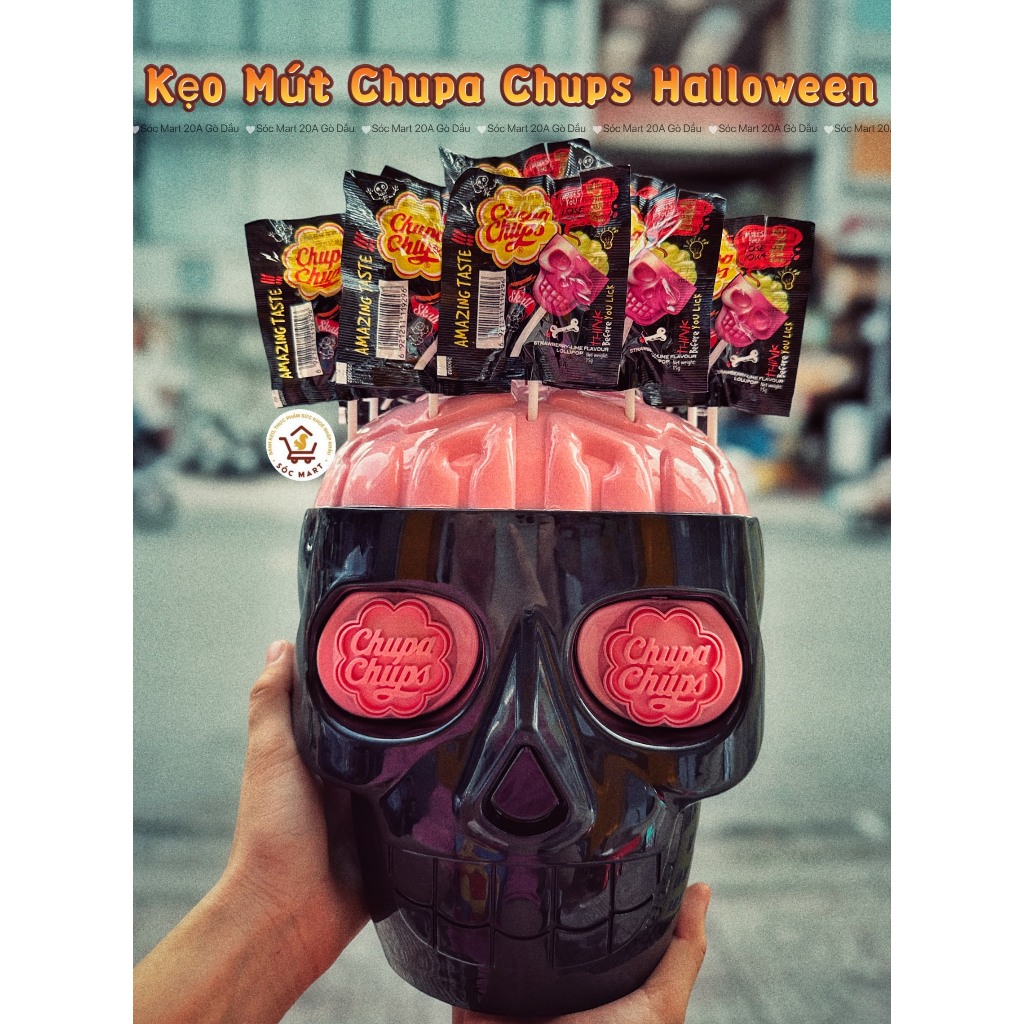 Lẻ - Kẹo Mút Chupa Chups Halloween Đầu Lâu Vị Dâu - Chanh ⚡ Siêu Hot ⚡ Siêu Hấp Dẫn