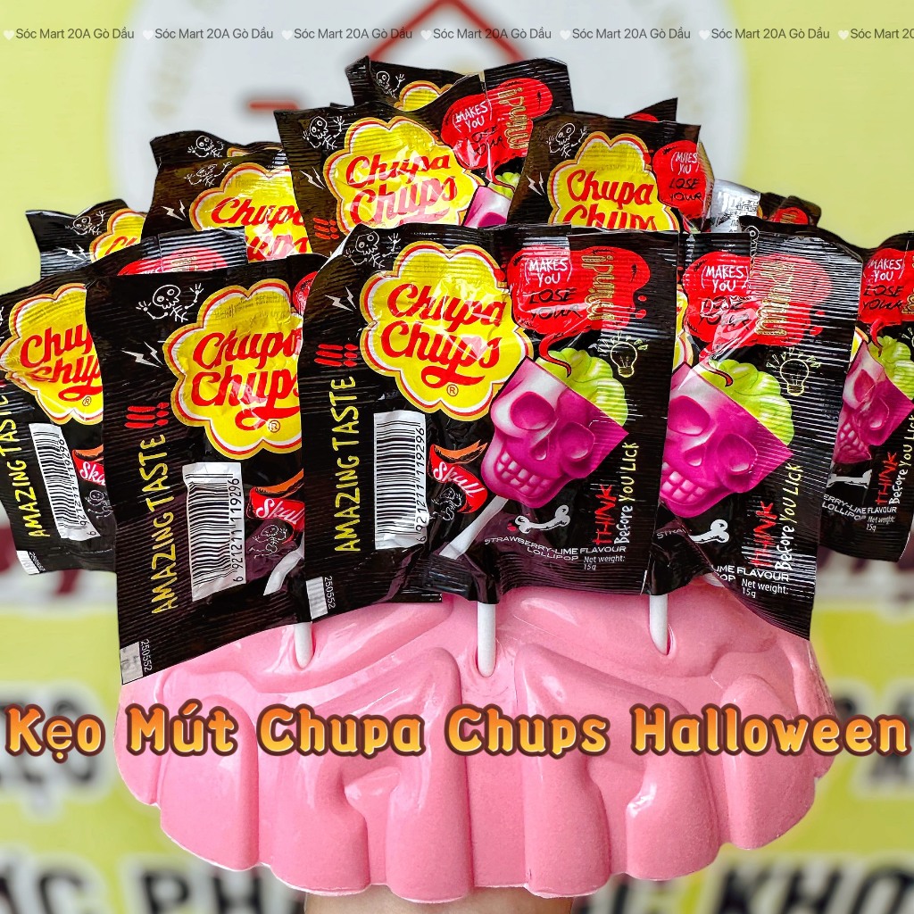 Lẻ - Kẹo Mút Chupa Chups Halloween Đầu Lâu Vị Dâu - Chanh ⚡ Siêu Hot ⚡ Siêu Hấp Dẫn