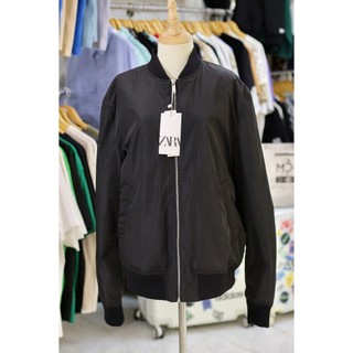- áo khoác zara bomber phối vải - đen - code: rn77302