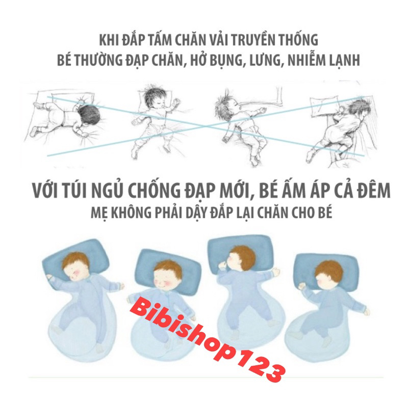 Túi ngủ trần bông hàng xuất dư HM, desney,.. vải Organic Cotton lót bông mỏng cho bé trai bé gái lỗi nhẹ