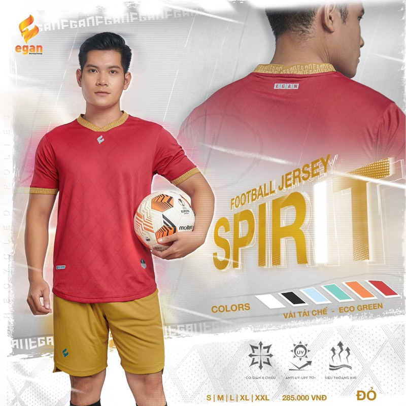 Bộ quần áo bóng đá Egan Spirit - chất vải cao cấp thân thiện môi trường, chống nắng đạt UPF 70+
