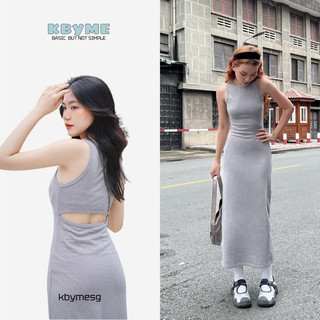 Đầm dài xẻ lưng Grey Lucy Dress chất thun co giãn ôm dáng