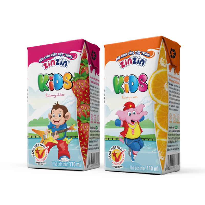 Lốc 4 hộp sữa trái cây Zin Zin