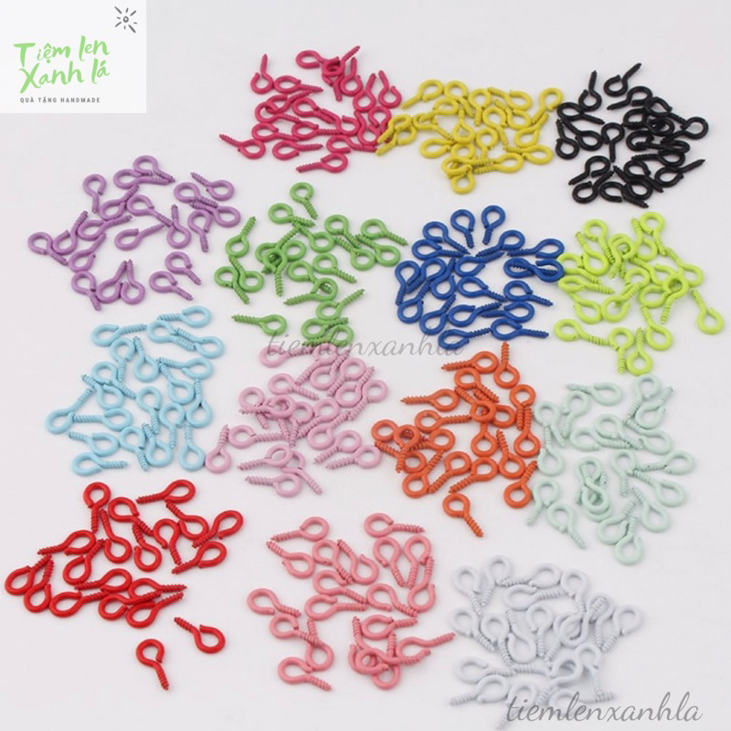 Set 50 đinh xoắn màu sắc pastel làm đồ thủ công, móc khoá resin, đất sét