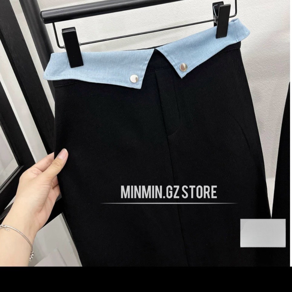 Set áo nỉ có nón mix chân váy midi dài lưng bẻ phối denim, Bộ set áo váy thun phối jean mấu mới thới trang năm nay.