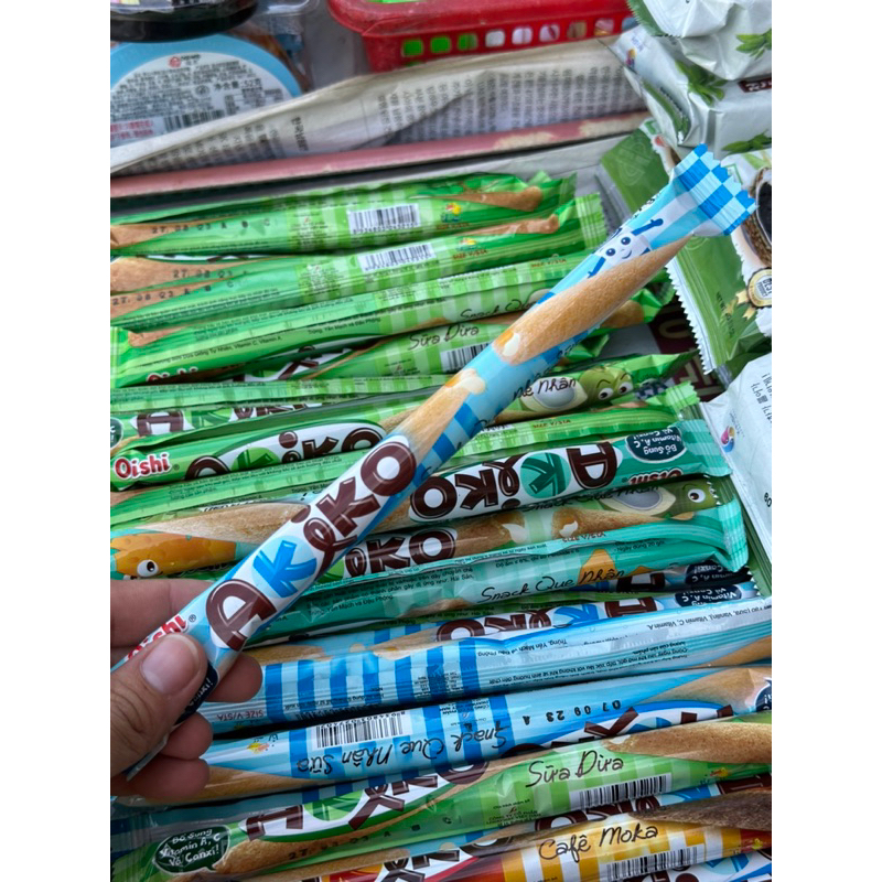 ) Bánh Akiko Snack que nhiều vị, Bánh akiko oishi, bánh que akiko date luôn mới