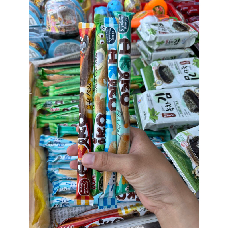 ) Bánh Akiko Snack que nhiều vị, Bánh akiko oishi, bánh que akiko date luôn mới