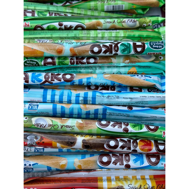) Bánh Akiko Snack que nhiều vị, Bánh akiko oishi, bánh que akiko date luôn mới